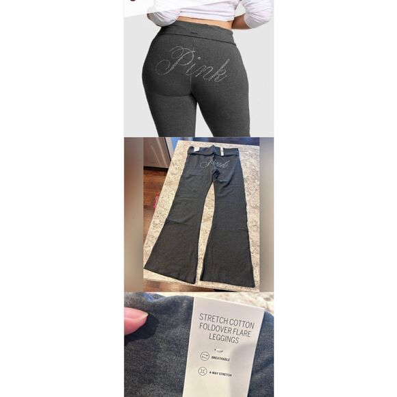 VS PINK bling heritage logo on butt flare yoga leggings pants xxl/2xl NwT - Picture 3 of 10